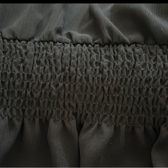 J Crew Black Dress Poly Sheer Lined Layered Cinch Waist Long Sleeved. VGUC Large - Picture 11 of 12